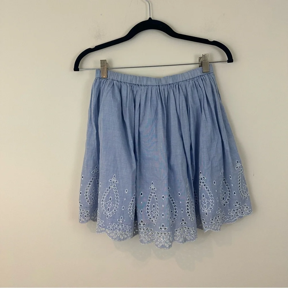 Gap Kids Light Blue and White Eyelet Pleated Skirt Elastic Waist Size XXL Girl's